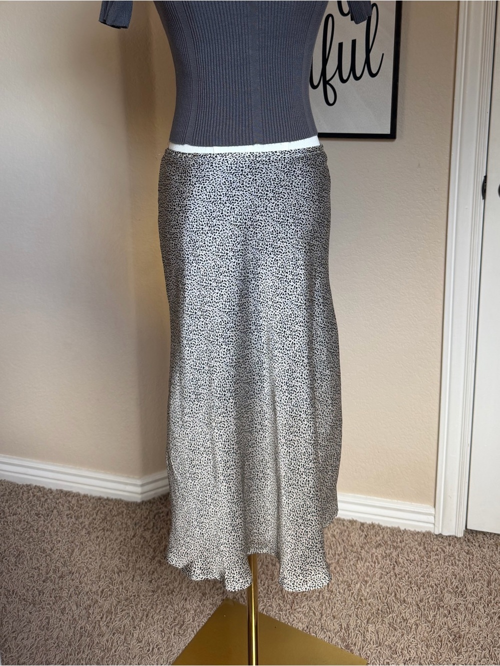 Sienna Sky White and Black Speckle Maxi Slip Skirt